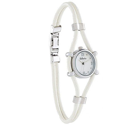 Dakota Watches Ladies Cord, Mother of Pearl Dial, White Cord 2041-9