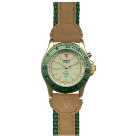 Dakota Watches Outrider, Champagne Dial, Gold Case, Green Bezel 2404-8