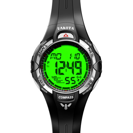Dakota Watches Oversized Digital Compass, Black PU Strap 7543-9