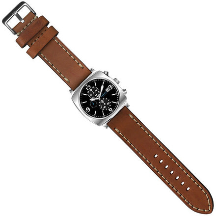 Dakota Watches Sting Ray Chrono, Black Dial, w/Leather Strap, NO 4034-2