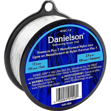 Danielson Plus 7 Mono Nylon Line 12 lb, Clear, 418C-12