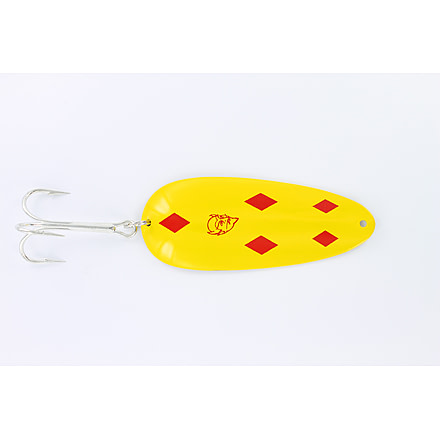 Dardevle Huskie Junior Hd Spoon, 4 1/2in, 2oz, Yellow/Red Diamonds, Brass Back, 717