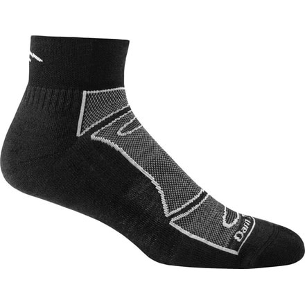 Darn Tough 1/4 Light Cushion Sock - Mens, Black/Gray, Small, 1723-BLACK/GRAY-S-DARN