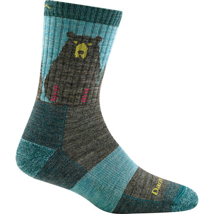 Darn Tough Bear Town Micro Crew Light Cushion Sock - Womens, Aqua, Large, 1970-AQUA-L-DARN
