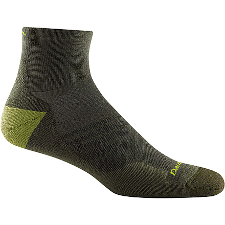 Darn Tough Run Quarter Ultra-Lightweight w/ Cushion Running Sock - Mens, Fatigue, Large, 1040-FATIGUE-L-DARN