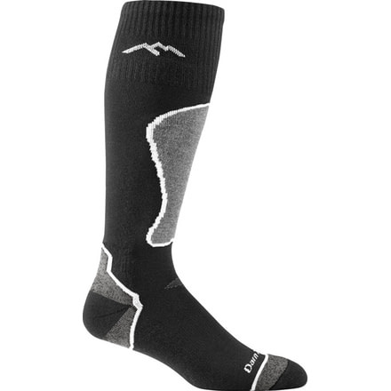 Darn Tough Ski/Ride Thermolite Over-the-Calf Padded Cushion Sock - Mens, Black/Polar, Medium, 1812-BLACK/GRAY/POLAR-M