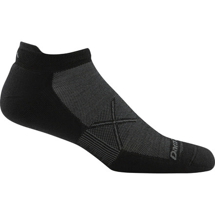 Vertex Tab No Show Ultra Light Cushion Sock - Mens-Black/Grey-X-Large