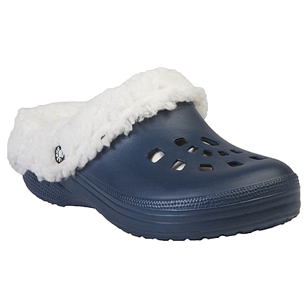 Womens FleeceDawg Clogs, Navy with White, 5-6