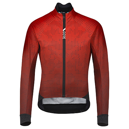 GOREWEAR C5 GORE-TEX INFINIUMTM Thermo Grid Fade Camo Cycling Jacket Mens in Fireball/Black Small Slim fit Windproof 4DFA3C4F, 100919-AY99-M