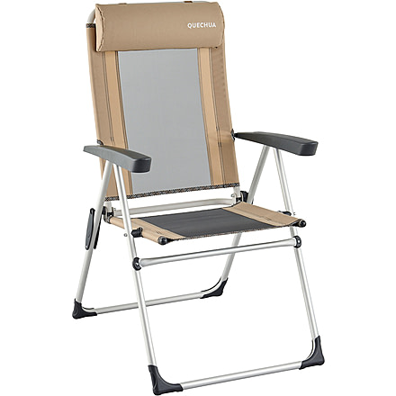 Decathlon Quechua Comfort Reclinable Folding Steel Camping Chair, Grey, NS, 4650022