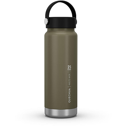 Decathlon Quechua Double Wall Insulated Wide Mouth Stainless Steel Water Bottle, Green, 25oz, 4266688