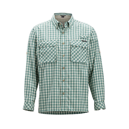 Demo, ExOfficio Air Strip Gingham Long Sleeve - Mens, Bonsai, Medium, 1001-3231-Bonsai-M