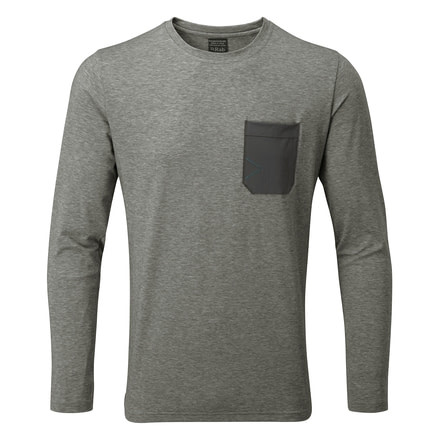 Demo, Rab Crimp Long Sleeve Tee - Mens, Grey Marl, Medium, QBU-58-GM-M