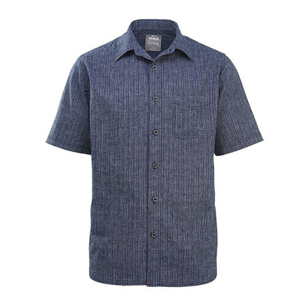 DEMO, Woolrich Hemp II Short Sleeve Shirt - Mens, Deep Indigo Stripe, Large, 6002-DGS-DEMO