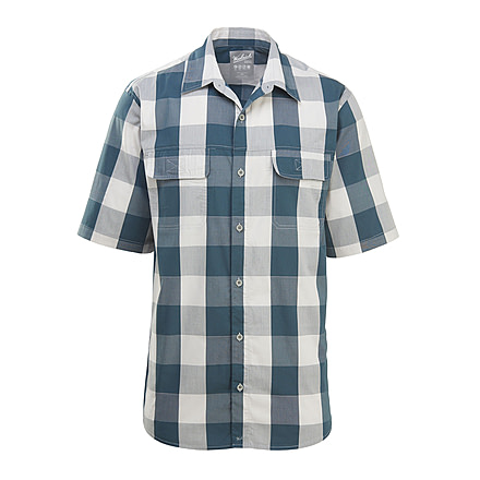 Demo,Woolrich Men's Keep It Moving Short Sleeve Classic Shirt, Dark Slate Check, L, 6386-DLE-DEMO