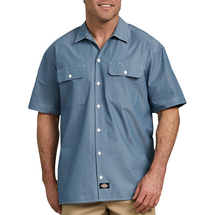 Dickies Relaxed Fit Short Sleeve Chambray Shirt, Blue - WS509BU 2X