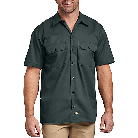 Dickies Short Sleeve Work Shirt - Mens, Hunter Green, 2XL, 1574GH-TL-2XL