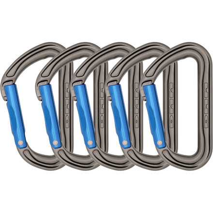 DMM Shadow Straight 5 Pack Carabiners, Titanium/Blue, A301BL-P5