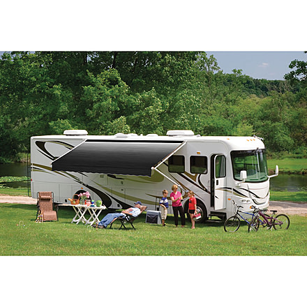 DOMETIC 8500 Manual Patio Awning With Black Weathershield, Onyx Linen Fade, 10ft, 848NR10.300U