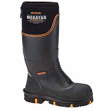 Dryshod Megatar Extreme-Protection Work Boot - Mens, Black/Orange, 8, MEG-MH-BK-008
