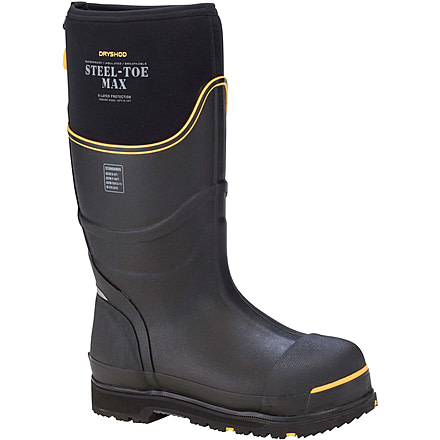 Dryshod Steel-Toe Max Hi Protective Work Boot - Mens, Black/Yellow, 10, STM-UH-BK-010