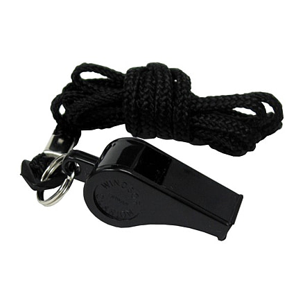 DT Systems Super-Pro Training Whistle / Nylon Lanyard, Black, 80034