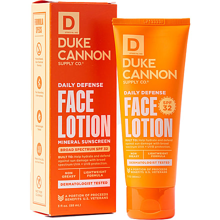 Duke Cannon Supply Co SPF 32 Daily Defense Face Lotion, Orange, Small, FCSPFLOTION