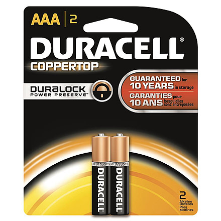 Duracell Coppertop Battery, AAA, 2 Pack, MN2400B2Z