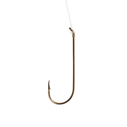 Eagle Claw Aberdeen Snelled Hook,Non-Offset,Down Eye,1x Long,Plain Shank,Light Wire,Live Bait,Mono,7in,Bronze 127H-2