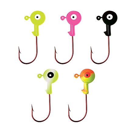 Eagle Claw Ballhead Jig Assortment,Chartreuse/White,Black,Chartreuse/Orange,Pink,Chartreuse,Red Hook,Size 1/8 JBR18ASST