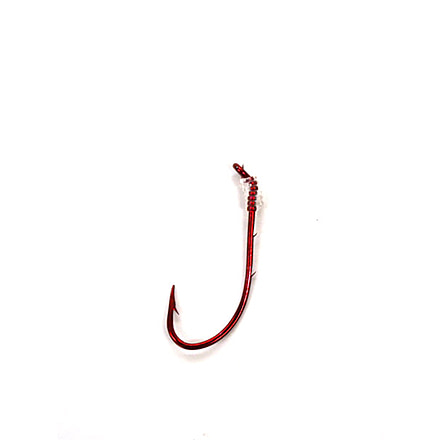 Eagle Claw Baitholder Saltwater Snelled Hook,Offset,Down Eye,2 Slices,Curved Point,Mono,18in,Sea Guard Red 9139RH-4