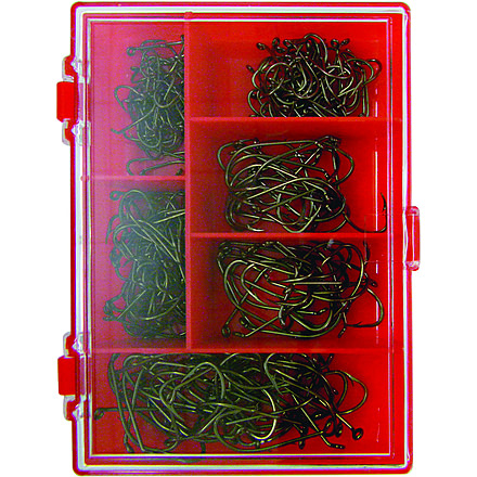 Eagle Claw Hook Assortment, Bait Holder, Bronze, Size 1/2/4/6/8, 211 per Pack, BAITHASST1