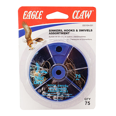 Eagle Claw Hook Swivel Sinker Assorted 75 Pcs. 05010H-001