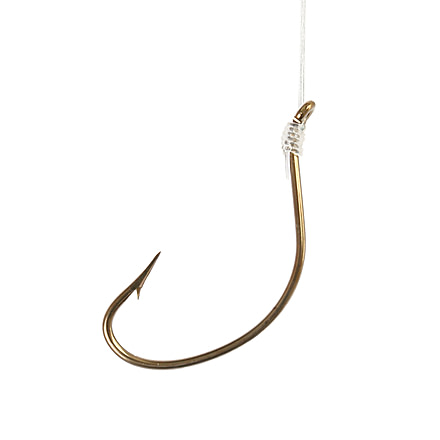 Eagle Claw Kahle Horizontal Snelled Hook,Offset,Straight Point,Up Eye,Wide Bend,Mono,7in,Bronze 147H-1