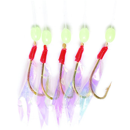 Eagle Claw Lazer Sharp Bait Rig, Urethane Flash Wings, Five Size 8 Gold Hooks, 19in Line, 3 Pack, L946-3PK-8