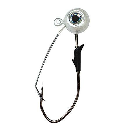 Eagle Claw Lazer Sharp Pro-V Weedless Eagle Eye Jig, 3/0 Hook, Pearl/ White, 1/4oz, 5 per Pack, LEEJW14-1