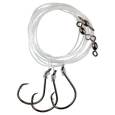 Eagle Claw Lazer Sharpinline Octopus Circle Striped Bass Rig, Three Size 6/0 L7228 Hooks, 42in, Platinum Black, 1/Pack, L926-C1