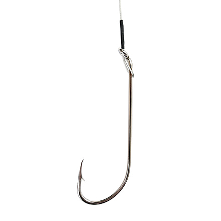 Eagle Claw Nylawire Snelled Hook,OShaughnessy,Offset,Down Eye,Plain Shank,Medium Wire,Nickel,10.5in 422NWH-2/0