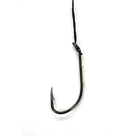 Eagle Claw Nylawire Saltwater Snelled Hook,Baitholder,Offset,2 Slices,Medium Wire,10in,Platinum Black 9135H-1/0
