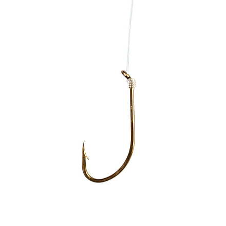 Eagle Claw Plain Shank Snelled Hook,Offset,Down Eye,Medium Wire,Double Line,7in,Bronze 032H-6