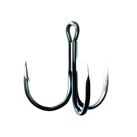 Eagle Claw Trokar 3X Strong Round Bend Treble Hook, Platinum Black, Size 4, 6 per Pack, TK934P-4