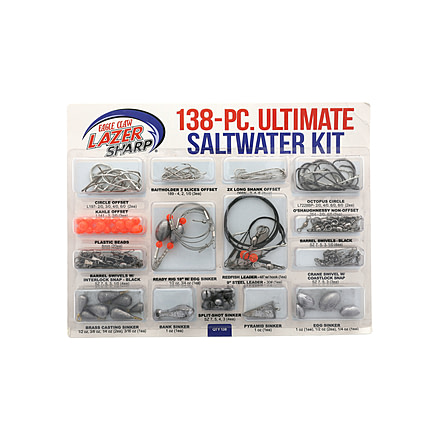 Eagle Claw Ultimate Saltwater Terminal Kit, Hooks Beads, Swivels, Rigs, Weights, 138 Pieces, LSWKWM-2