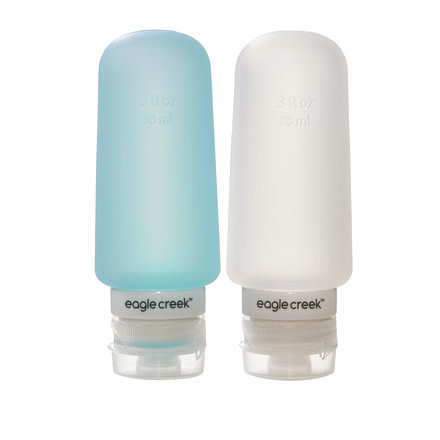 Eagle Creek Silicone Bottles 3 Oz-Clear/Aqua