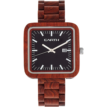 Earth Wood Berkshire Bracelet Watch w/Date, Red, One Size, ETHEW5703