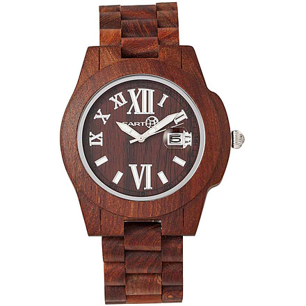 Earth Wood Heartwood Bracelet Watch w/Date, Red, One Size, ETHEW1503