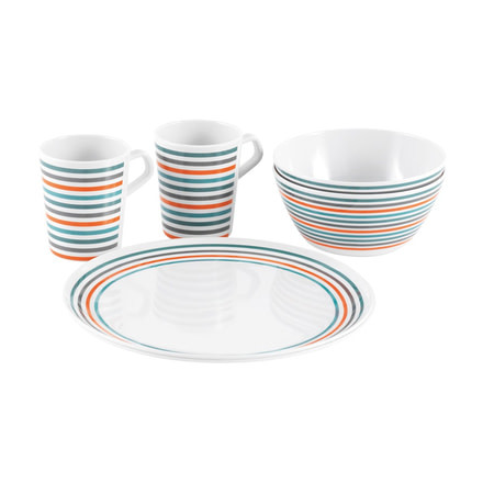 Easy Camp Melamine Set Tableware for 2 Person, Stripe 680040