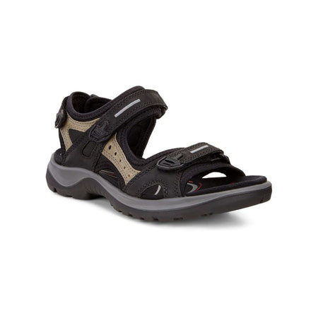 ECCO Yucatan Offroad Nubuck Sandals - Women's, Black/Mole/Black, 35 EU 069563-50034-35