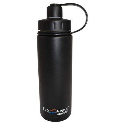 Eco Vessel Boulder Triple Insulated Water Bottle - 20 oz-Black Shadow