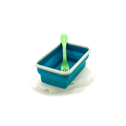 Eco Vessel Collapsible Silicone Single Compartment Lunchbox-Blue