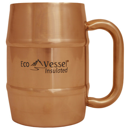 Eco Vessel Double Barrel Insulated Stainless Steel Mug with Lid-Copper